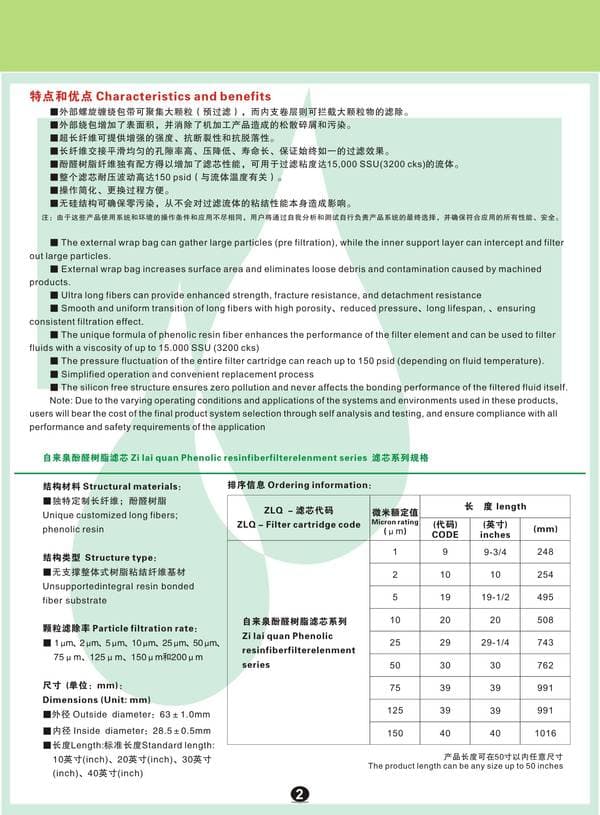 标准酚醛树脂滤芯